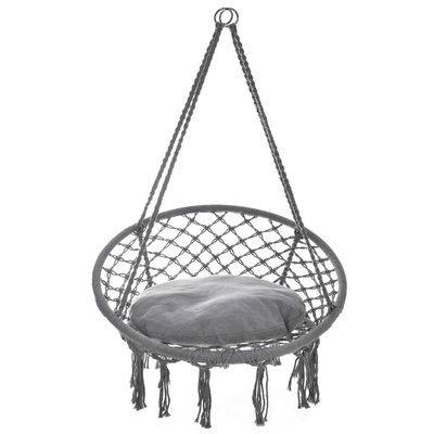 Dobra cena. Ręcznie tkany wiszący fotel kempingowy Macrame, nowoczesny fotel bujany z bawełnianej liny w Internecie