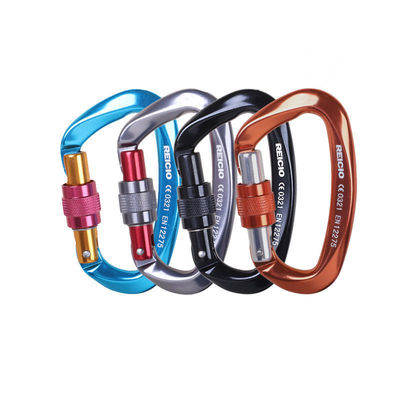 Dobra cena. Black Oxide Coated Coating Aluminum Carabiner 25KN D Shape Flat Hook for Climbing w Internecie