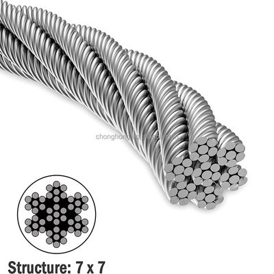 Dobra cena. Stalowa linka rdzeniowa 7*19 SS AISI304 AISI316 Stalowe liny stalowe 8mm Inox Linka Zawartość Si 1.0% 7x19 Stalowa lina ze stali nierdzewnej w Internecie