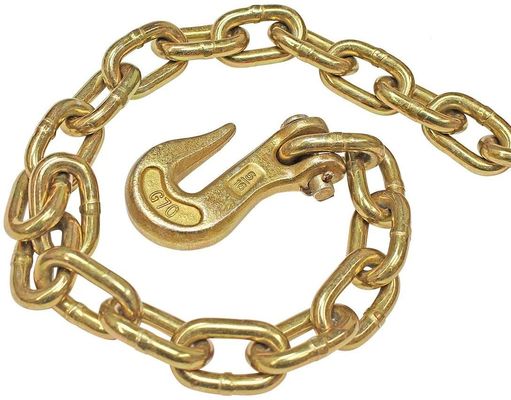 Yellow Zinc Conveyor Steel Link Chain Clevis Grab Hook Metal Link Chain