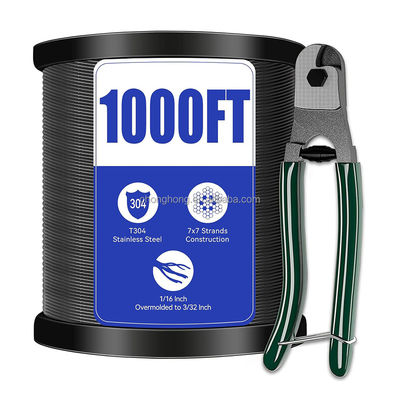 Dobra cena. Wiązka linowa pokryta winylem niestopniowym Czarna 304 ze stali nierdzewnej 1/16