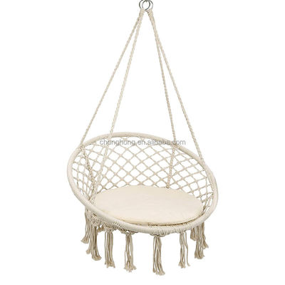 Dobra cena. Round Hanging Hammock Outdoor Garden Cotton Rope Macrame Fringe Patio Swing Hammock Chair Pet Hammock w Internecie