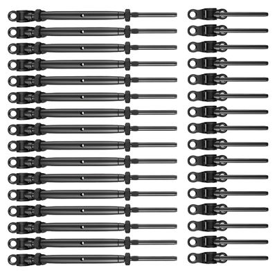 Dobra cena. Zestaw balustrady kablowej Heavy-Duty Black z regulowanymi gwintami i podstawą kątową do zastosowań morskich i budowlanych w Internecie