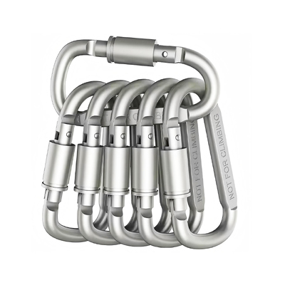 Dobra cena. Niestandardowe laserowe grawerowane logo D kształt Snap Hook Carabiner Clip Aluminium Carabiner Hooks do akcesoriów zewnętrznych w Internecie